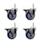 Service Caster 4 Inch Blue Polyurethane Wheel Swivel 34 Inch Threaded Stem Caster Set with Brake SCC SCC-TS20S414-PPUB-BLUE-PLB-34212-4 - alternate 1